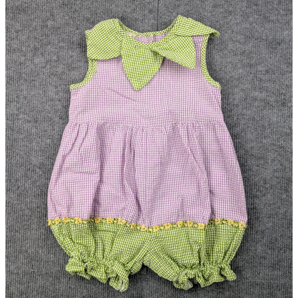 Vintage Poetica One Piece Romper Toddler 2T Seersucker Garden Flower Novelty USA